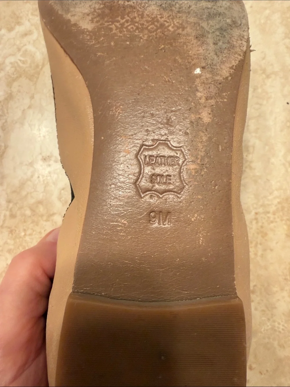 Tory Burch Tan Leather Ballet Flats with Black Patent Cap Toe size 9